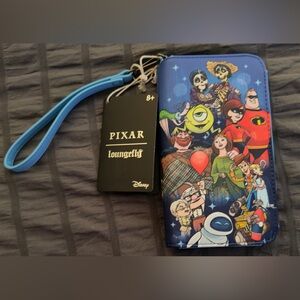 Loungefly Pixar Character Blue tech wristlet wallet